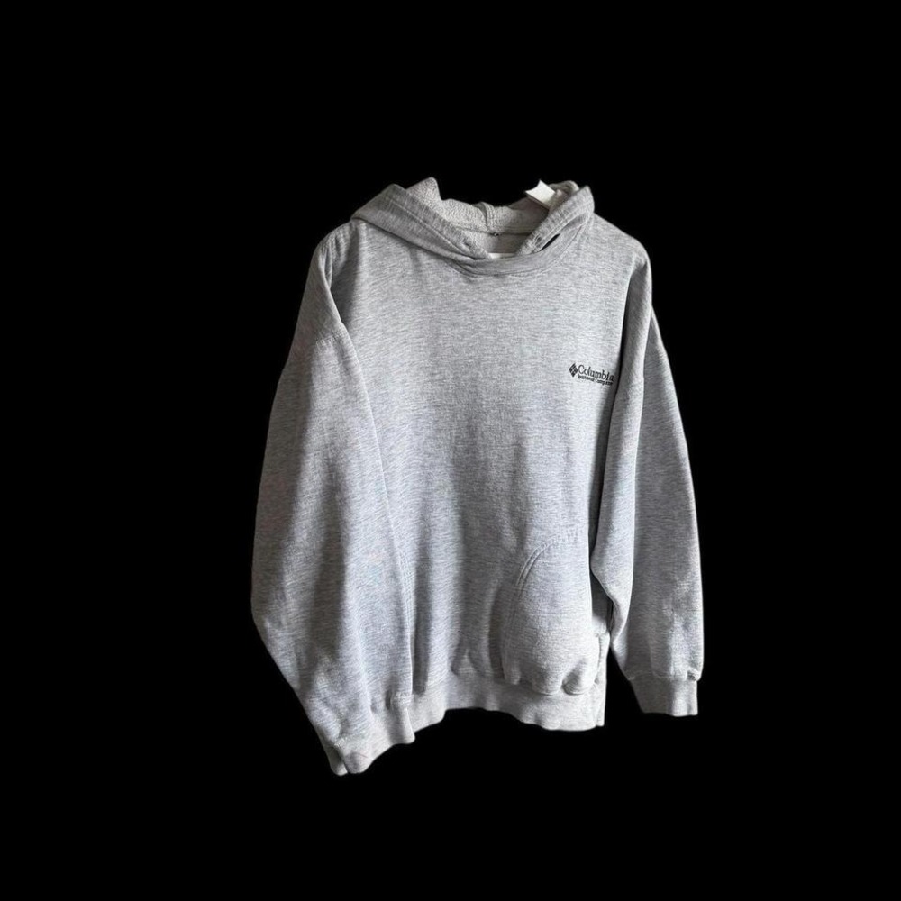 Vintage 80's Columbia Afterhood Pullover Grey Sz Large Distressed Embroidered